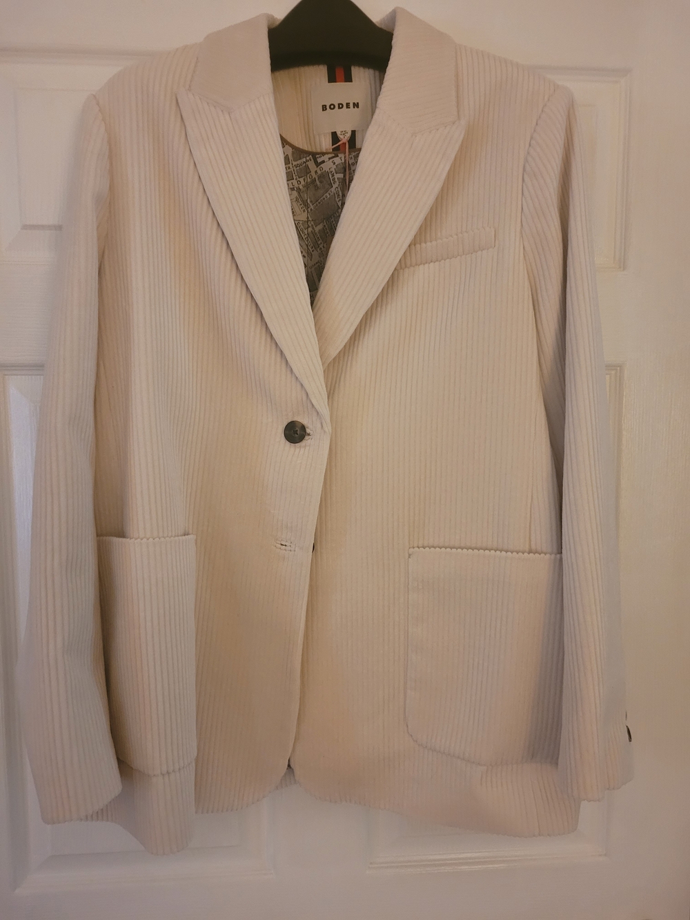 Boden Cream Corduroy Single-Button Blazer
